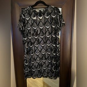 Zara 1920 dress with sequins size L black and silver